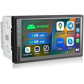 7 collu Double DIN Android auto radio ar bezvadu C