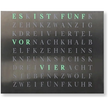 WordClock Jupiter 50 × 40 cm – LED vārdu pulksteni