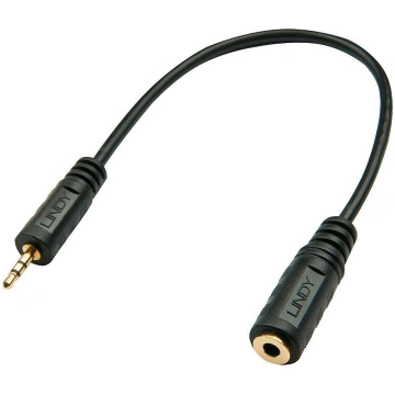 Kabelis Lindy Jack 2.5mm - Jack 3.5mm 0.2m Melns (