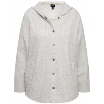 Ulla Popken Cable Knit Long Sleeve Hoodie Light Gr