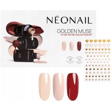 NEONAIL_SET Golden Muse Blushing Red lakier hybryd