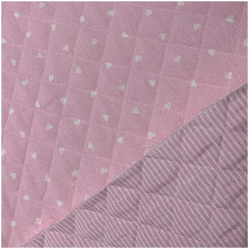 Tessuto Trapunto Cuore Riga Rosa 20 Cm Doppia Facc