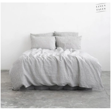 Thin Black Stripes Linen Duvet Cover Set Lina gult