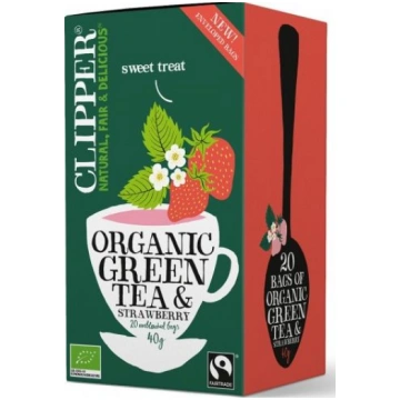 Clipper HERBATA ZIELONA Z TRUSKAWKA FAIR TRADE BIO