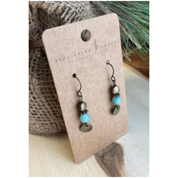 Frolicking Leaves Jadeite Bronze Earrings