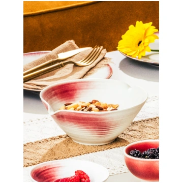 Garnet Blush Pouring Bowl, Double Spout Noon & Moo