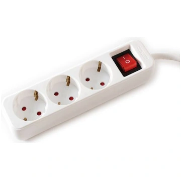 VALUE Power Strip, 3 virzienu, ar slēdzi, balts, 1