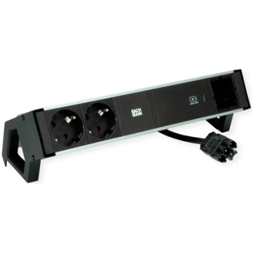 Bachmann DESK2 ALU BLACK 2xprotect.USBC, USB Charg