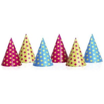 Ballīšu cepures - punktveida, 6 gab Partydeco