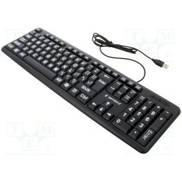Keyboard; black; USB A; wired,US layout; big lette