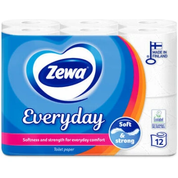Tualetes papīrs Everyday 3 kārtu 12 ruļļi, Zewa