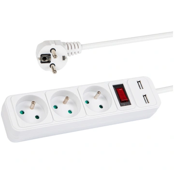 PR-370WSP/USB extension cord 3 outlets + USB with 
