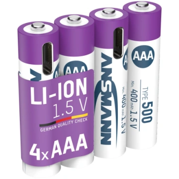 ANSMANN uzlādējamas baterijas AAA 1,5V 500mAh (Li-