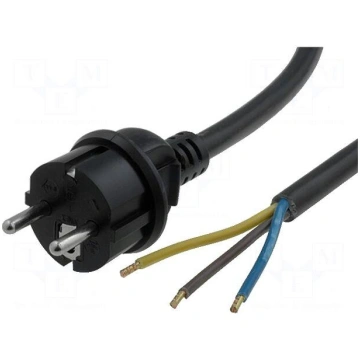 Cable | CEE 7/7 (E/F) plug,wires | 1.5m | black | 