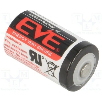 Battery: lithium; 1/2AA,1/2R6; 3.6V; 1200mAh; non-