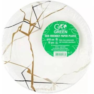Vienreizlietojamās papīra šķīvji GoGreen Marble Ø1