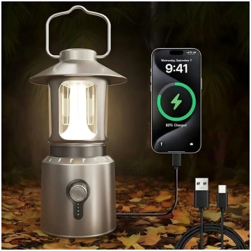 LED kempinga laterna, USB uzlādējama ar 8000 mAh, 