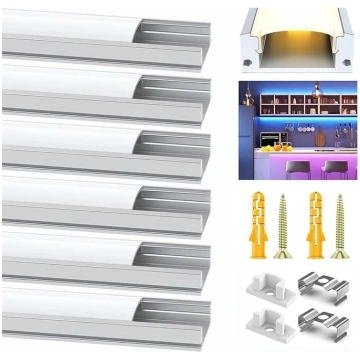 LED profils, 6 iepakojumi 3,3 pēdas/1 m alumīnija 