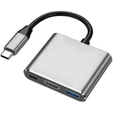 USB-C adapteris 3in1, HDMI, USB-A, USB-C Hub