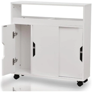 BAKAJI Bathroom with Wheels Cabinet Trolley Slim S