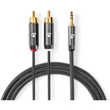 Kabelis Nedis AUX 3.5mm - 2x RCA 1m CATB22200GY10