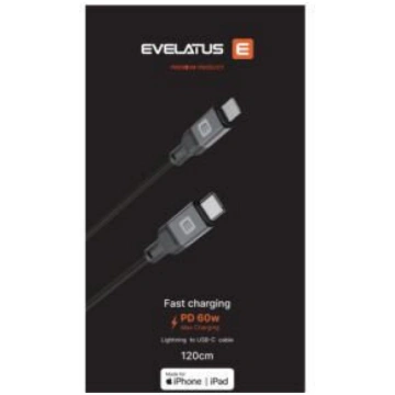 Evelatus USB C-Lightning, 1,2 m, 60 W (MFI09)