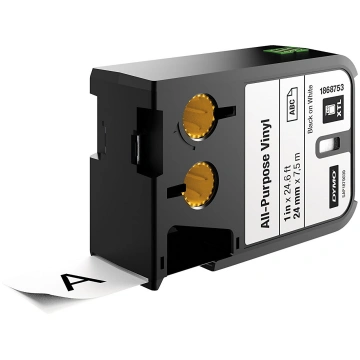 Dymo XTL vinila lente 24 mm x 7 m / melna uz balta
