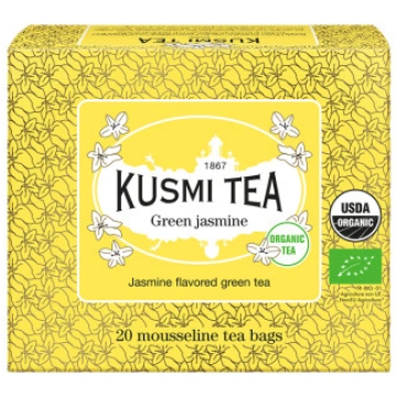 Ekoloģiskā zaļā tēja Kusmi Tea Green Jasmine – 20 