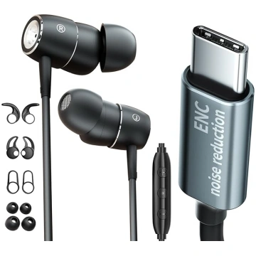 USB C In-Ear austiņas ar mikrofonu trokšņu slāpēša