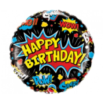 45 cm Folija balons Birthday super hero, black