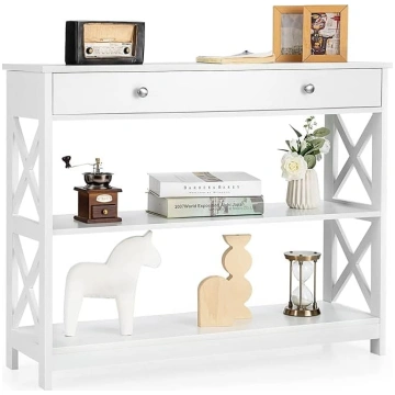 COSTWAY 3-Tier Console Table with Drawer, Hallway 