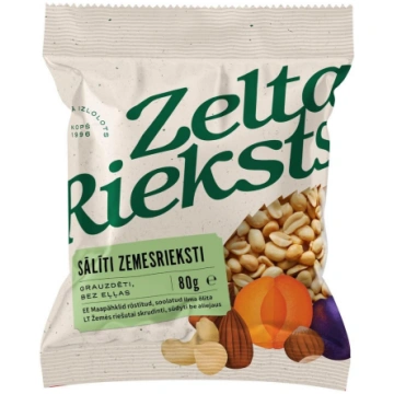 Grauzdēti, sālīti zemesrieksti bez eļļas 80g ZELTA