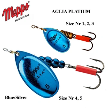 Rotējošais māneklis Mepps Aglia PLATIUM Blue Silve