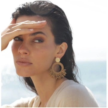 SANTIBE' - PACIFICO EARRINGS IN BRASS AND CHA