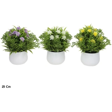 Mākslīgie ziedi kamēlija ar zāli podiņā 21 cm 15x1