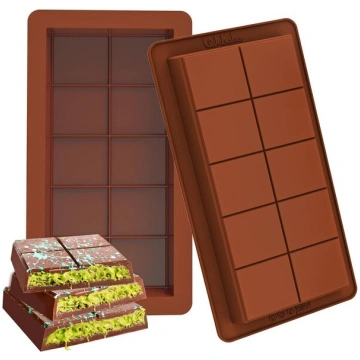Deep Chocolate Bar Molds 2 Pack, 1 collu dziļi lie