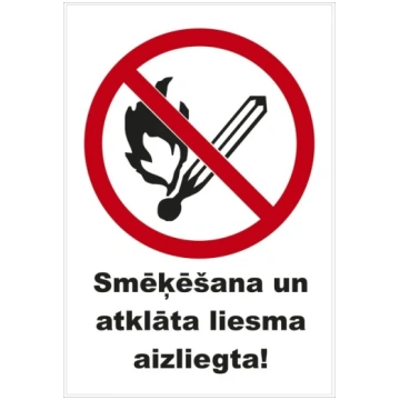 Zīme "Smēķēšana un atklāta liesma aizliegta" 15x22