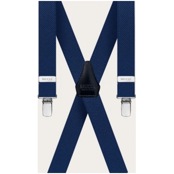 Unisex X-shaped thin suspenders, navy blue Brucle