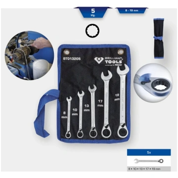 Brilliant Tools 8-19mm Kombinēto sprūdatslēgu komp