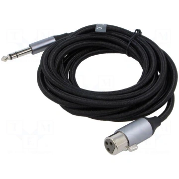 Cable | Jack 6,3mm plug,XLR female 3pin | 3m | Øca