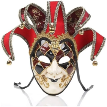 Venēcijas masku maskas, sejas muļķis Jolly Joker V