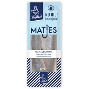 Siļķes fileja zigmas matjes bez eļļas Zigmas 190g