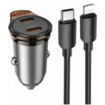 Hoco NZ16B 2x USB-C QC PD 45W + cable Lightning bl