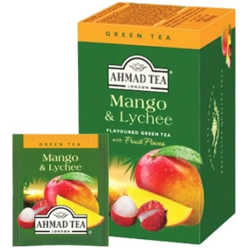 Zaļā tēja AHMAD Mango un Līčija, 20 maisiņi x 2 g 