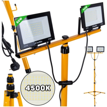 LED prožektors ar teleskopisko statīvu, 2x50W, nei