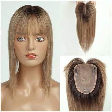 HAIRCUBE Ombre Ash Blonde Hair Toppers sievietēm,
