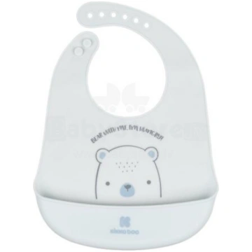 Silicone bib Bear With Me Blue Kikkaboo