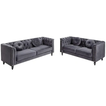 Vente-unique - Couch Set 3+2 - Velvet - Anthracite