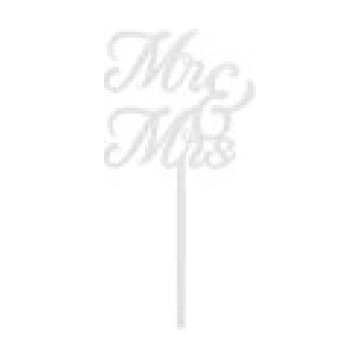 MR & MRS Acrylic Cake Topper, white, 16.5 cm