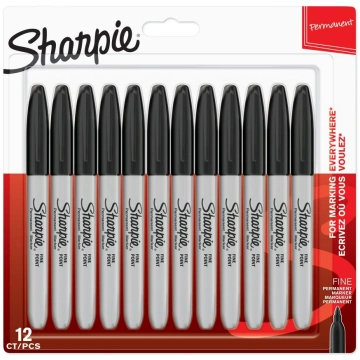 Sharpie - Permanent Marker Fine Black 12-Blister (